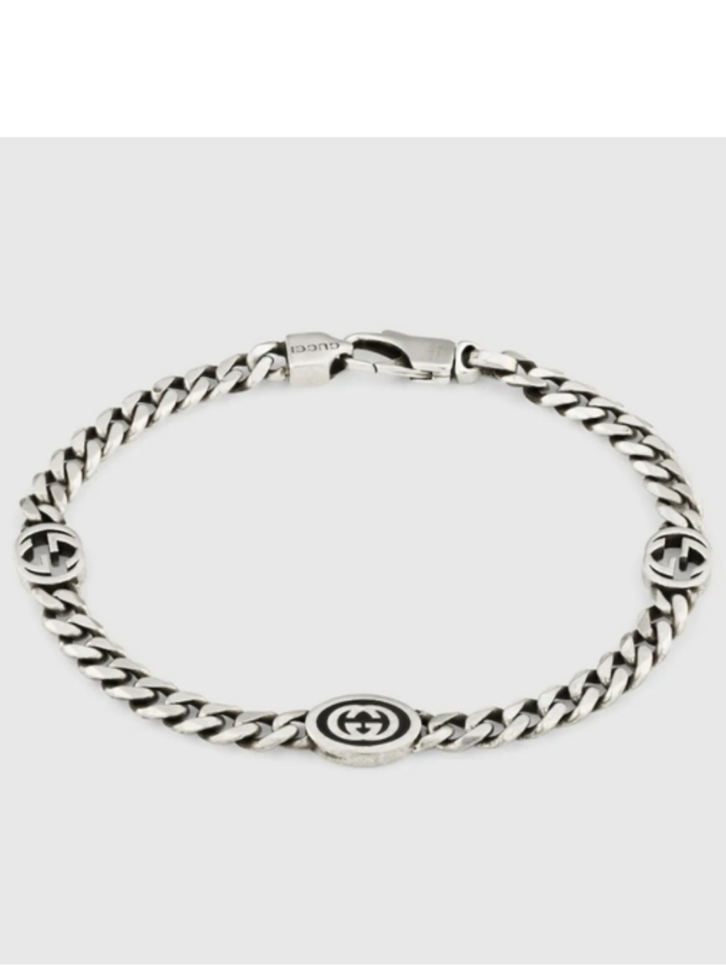 Gucci Silver-Tone Chain Bracelet With Signature Logo Link